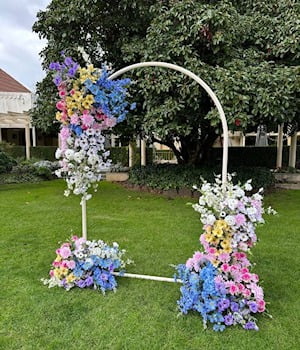 Silk floral arch arrangements hire