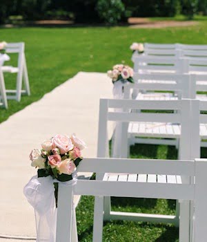 Silk flower posies and silk rose balls FI