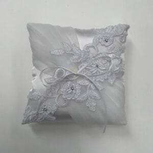 Ruched Tulle with Lace Detail Ring Cushion