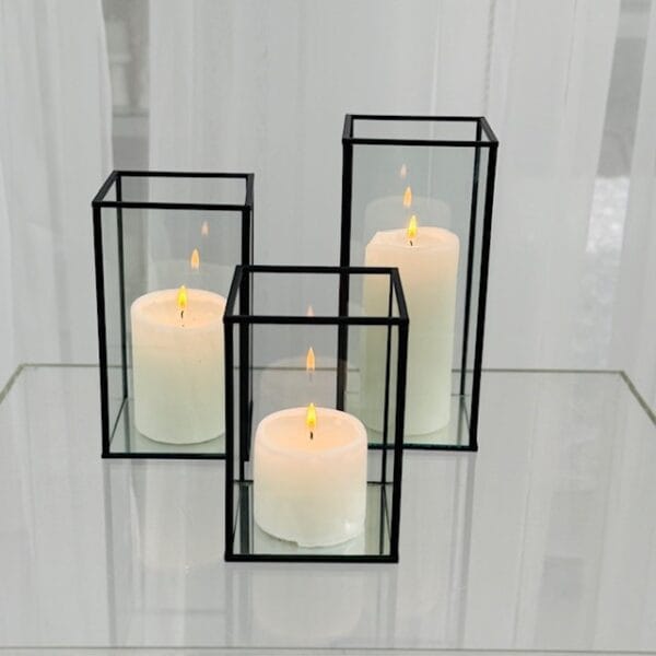 Black Rim Glass Lantern