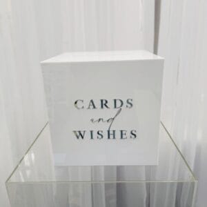 White cube wishing well with silver text - Lockable