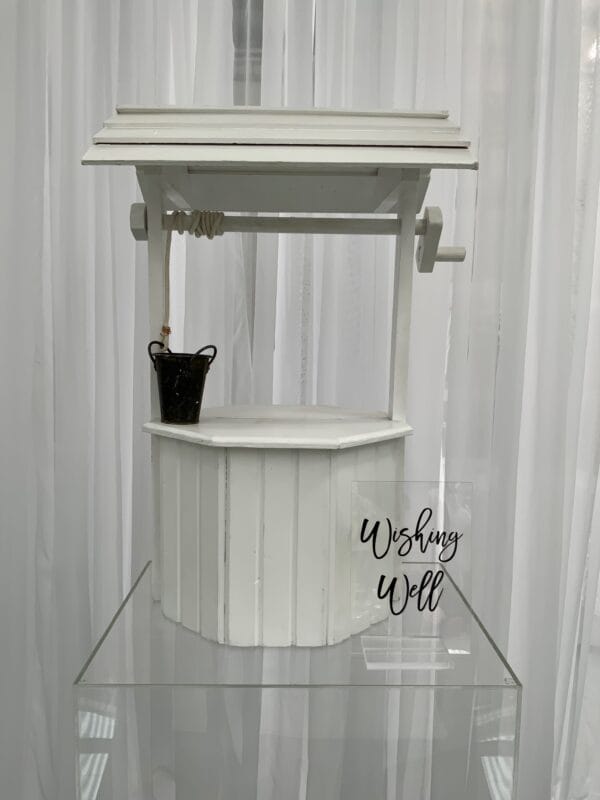 Clear Acrylic Wishing Well Sign with traditional wishing well