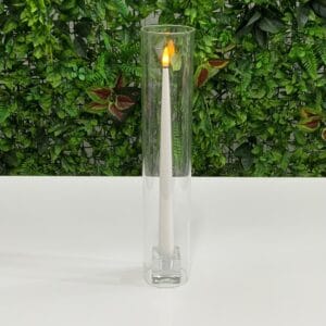 Clear Glass Sleeve (Narrow) with LED taper dinner candle