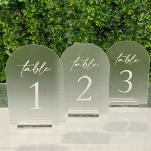 Frosted arched table number 1-3