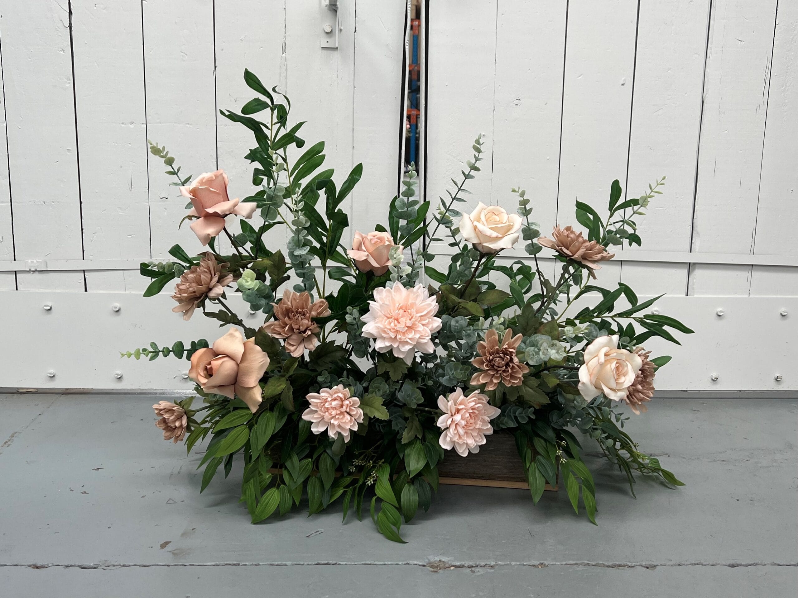 Dreaming of a latte silk flower trough