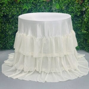 Ivory tiered signing table cloth