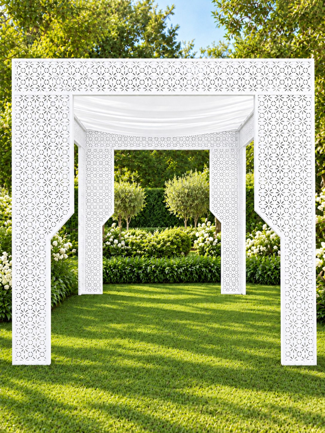 Lattice of Love Chuppah with white Chiffon Roof